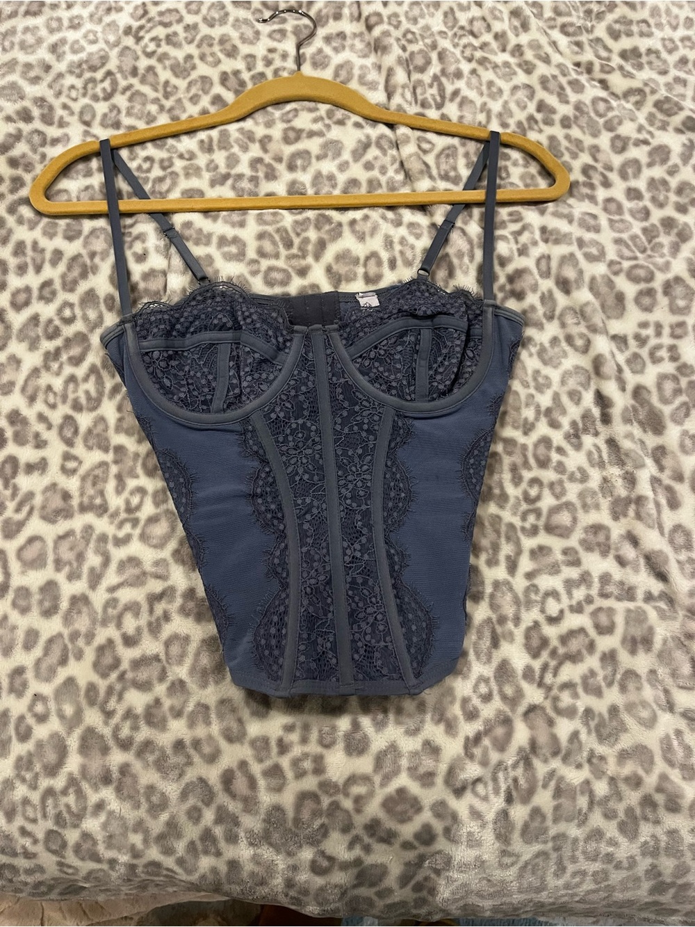Urban Outfitters Dusty Blue Lace Bralette with Adjustable Straps